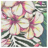 Bold HAWAIIAN Floral Monstera Blätter & Plumeria Stoff (Nahaufnahme)