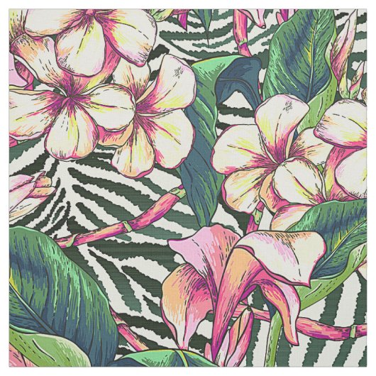 Bold HAWAIIAN Floral Monstera Blätter & Plumeria Stoff (Muster)