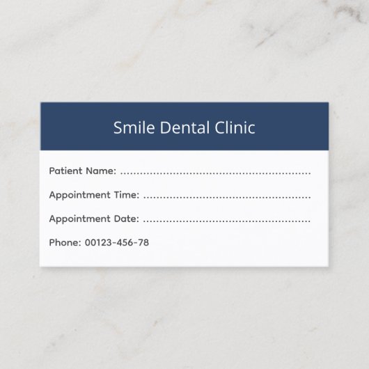 Bold Header Dental Appointment Card Terminkarte (Vorderseite)