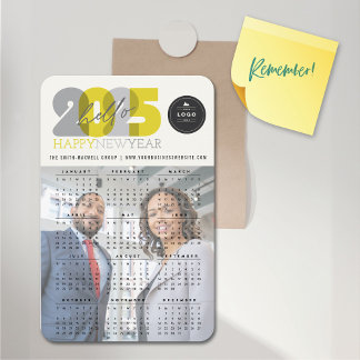 Bold Hello 2025 Calendar New Year Foto Magnet
