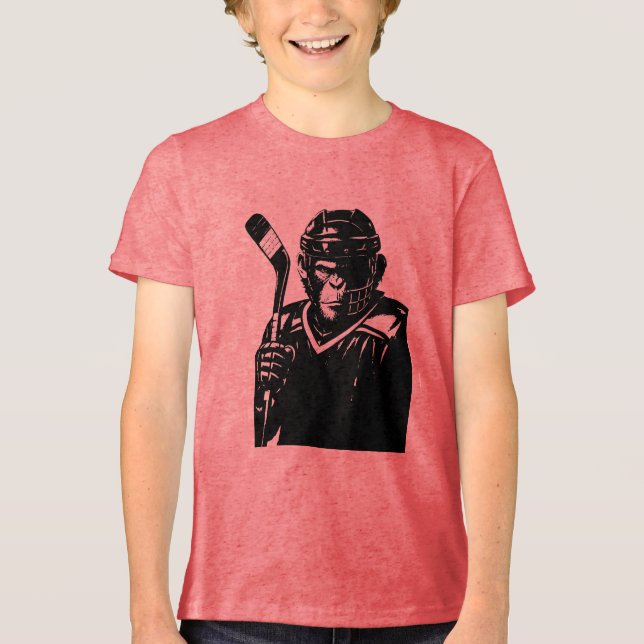 Bold Hockey Monkey  Tri-Blend Shirt (Vorderseite)