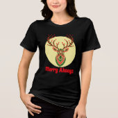 Bold Holiday Deer Art Print Tri-Blend Shirt (Vorderseite)