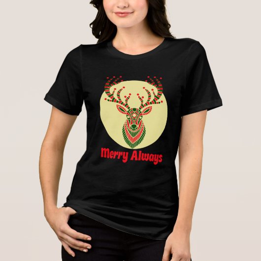 Bold Holiday Deer Art Print Tri-Blend Shirt (Vorderseite)