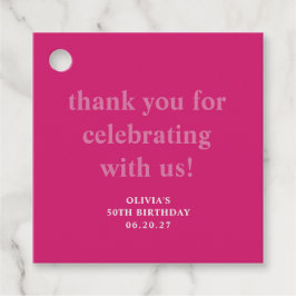 Bold Hot Pink 50. Geburtstag Custom Vielen Dank Geschenkanhänger