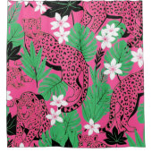Bold Hot Pink Leopard Tropical Jungle Seamless Pat Duschvorhang (Vorderseite)