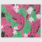 Bold Hot Pink Leopard Tropical Jungle Seamless Pat Geschenkpapier (Flach)