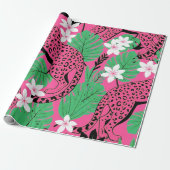 Bold Hot Pink Leopard Tropical Jungle Seamless Pat Geschenkpapier (Ungerollt)