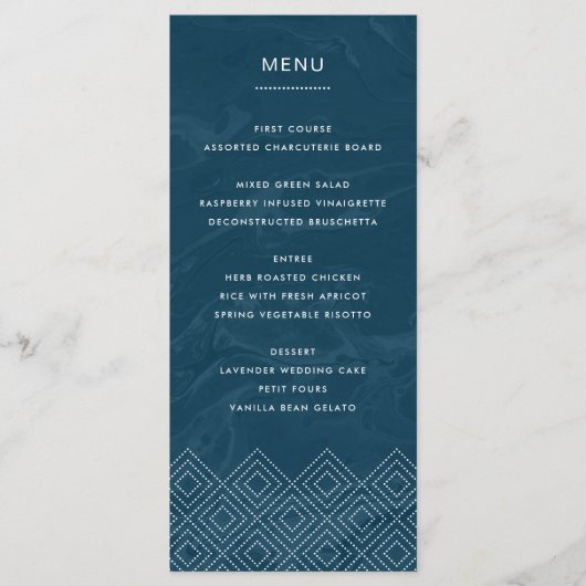 Bold Hues Blue Marble Custom Flat Menu Card Menükarte (Vorderseite)