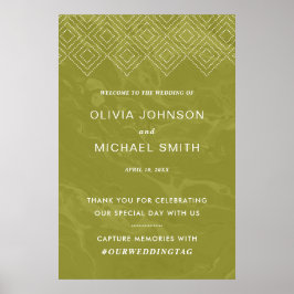 Bold Hues Chartreuse Green Marble Willkommenspende Poster