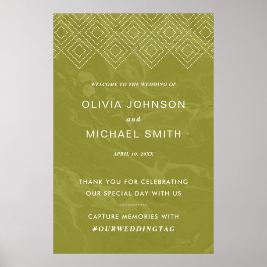 Bold Hues Chartreuse Green Marble Willkommenspende Poster (Vorne)