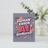 Bold “Human Error, AI Approved” Digital Art Postkarte (Stehend Vorderseite)