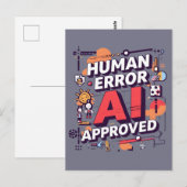 Bold “Human Error, AI Approved” Digital Art Postkarte (Vorne/Hinten)