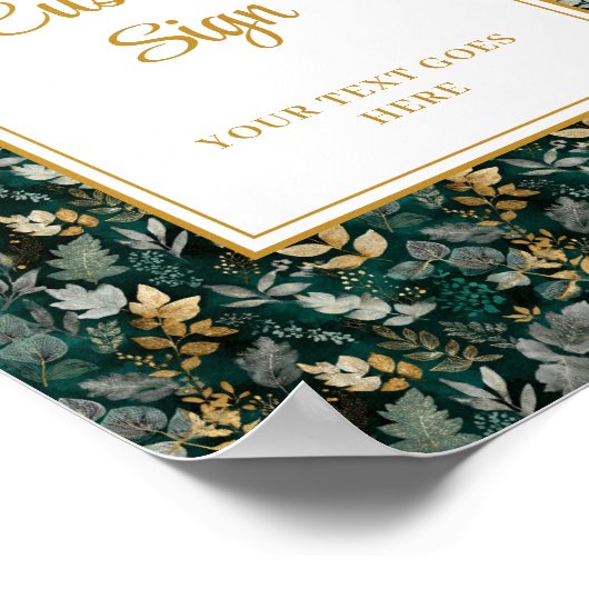 Bold Hunter Green Gold Greenerity Wedding Custom Poster (Ecke)