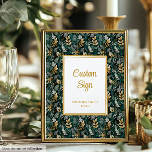 Bold Hunter Green Gold Greenerity Wedding Custom Poster