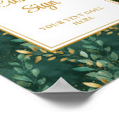Bold Hunter Green Gold Greenerity Wedding Custom Poster (Ecke)