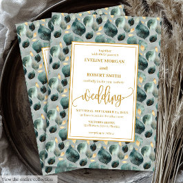 Bold Hunter Green Gold Greenerity Wedding Einladun Einladung