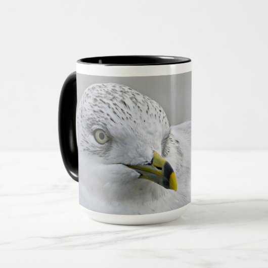 Bold Iconic Ring Billed Gull Georgia Fotografie Tasse (Vorderseite Links)