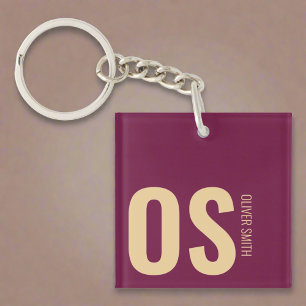 Bold Initial Monogram Name Burgundy Girly Schlüsselanhänger