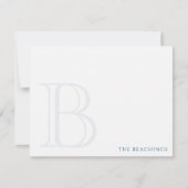Bold Initial Navy Blue Classic Family Stationery Mitteilungskarte (Vorderseite)