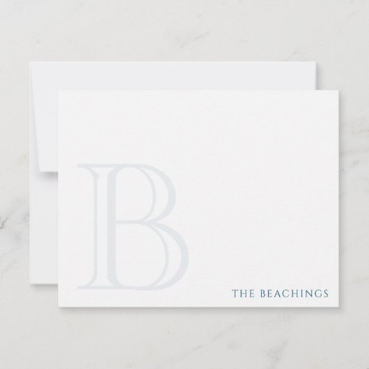 Bold Initial Navy Blue Classic Family Stationery Mitteilungskarte (Vorderseite)