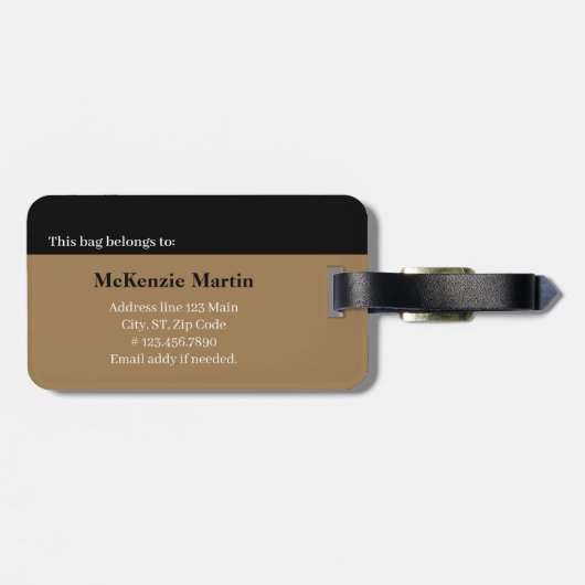 Bold Initial Personalized Name Monogram Gepäckanhänger (Rückseite horizontal)