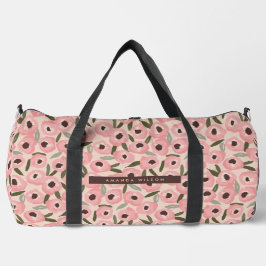 Bold Inky Floral Pattern | Hand-Drawn Botanical Duffle Bag