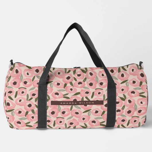 Bold Inky Floral Pattern | Hand-Drawn Botanical Duffle Bag (Vorderseite)