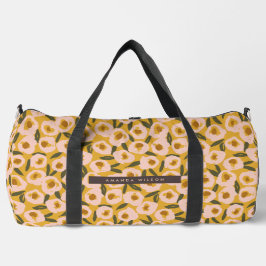 Bold Inky Floral Pattern | Hand-Drawn Botanical Duffle Bag