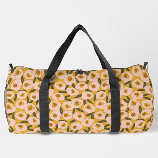 Bold Inky Floral Pattern | Hand-Drawn Botanical Duffle Bag (Rückseite)