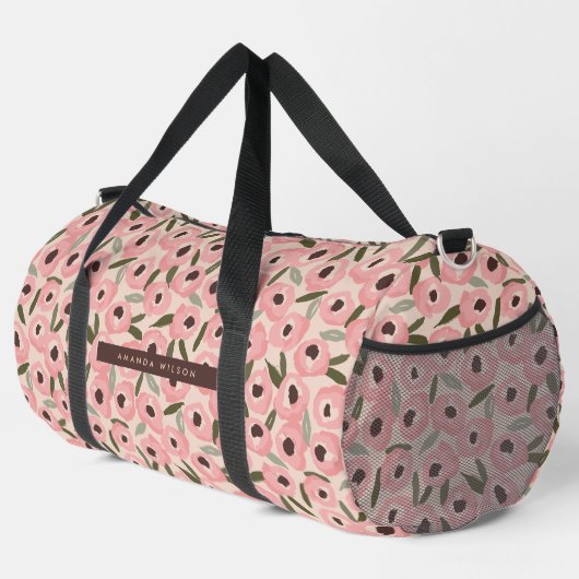 Bold Inky Floral Pattern | Hand-Drawn Botanical Duffle Bag (Rechte Ecke)