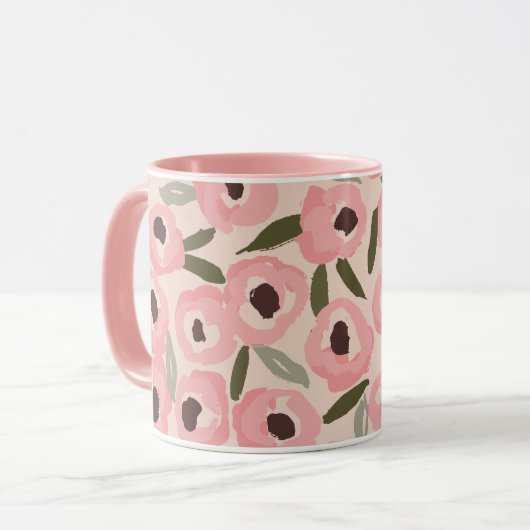Bold Inky Floral Pattern | Hand-Drawn Botanical Tasse (Vorderseite Links)