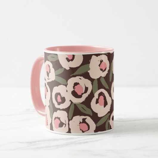 Bold Inky Floral Pattern | Hand-Drawn Botanical Tasse (Vorderseite Links)