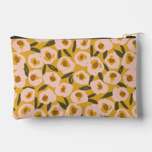 Bold Inky Floral Pattern | Hand-Drawn Botanical Zubehörtasche (Rückseite)