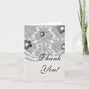 bold intricate black damask on white dankeskarte