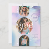 Bold Iridescent Watercolor Photo Grad Announcement Einladung (Vorderseite)