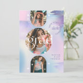 Bold Iridescent Watercolor Photo Grad Announcement Einladung (Stehend Vorderseite)