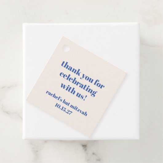 Bold Ivory Blue Custom Niedlich Bat Mitzvah Vielen Geschenkanhänger (Beispiel)