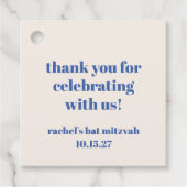Bold Ivory Blue Custom Niedlich Bat Mitzvah Vielen Geschenkanhänger (Vorderseite)