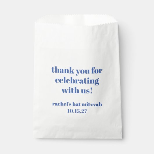 Bold Ivory Blue Custom Niedlich Bat Mitzvah Vielen Geschenktütchen (Vorderseite)
