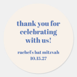 Bold Ivory Blue Custom Niedlich Bat Mitzvah Vielen Runder Aufkleber