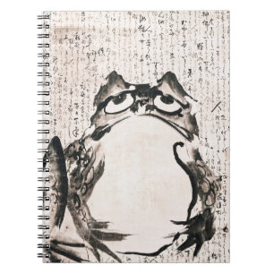Bold Japanese Ink Frog Calligraphy Art Notizblock