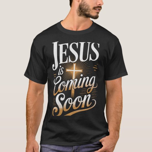 Bold Jesus Is Coming Soon Christian Apparel Premiu T-Shirt (Vorderseite)