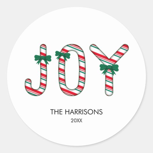 Bold JOY Christmas Candy Runder Aufkleber (Vorderseite)