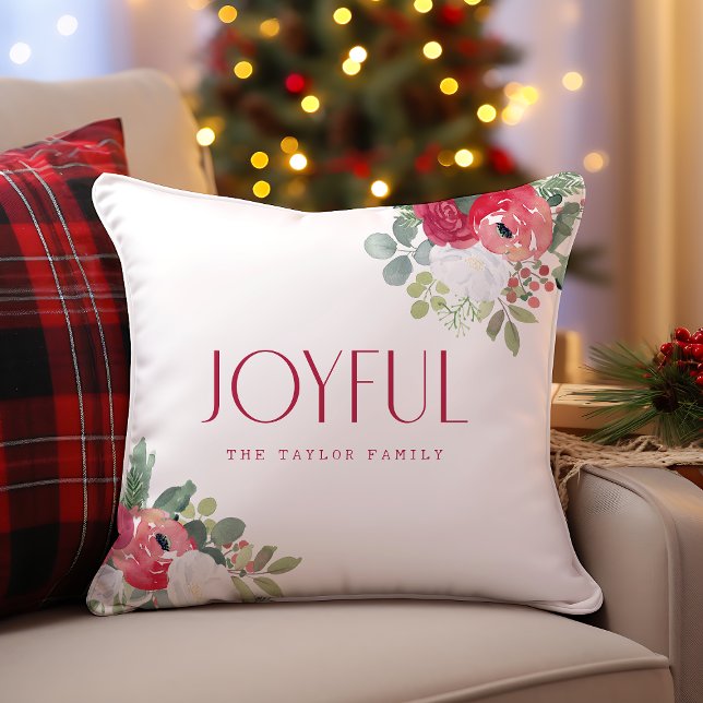 Bold Joyful Watercolor Florals Weihnachten Kissen (Bold Joyful Watercolor Florals Christmas Throw Pillow)