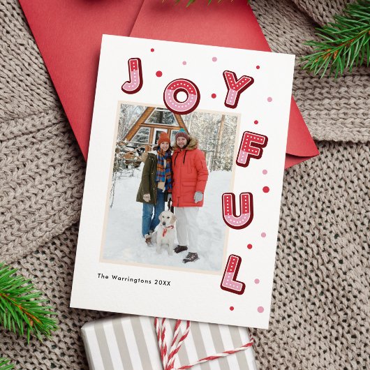 Bold Joyful Whimsical Typografy Christmas Foto Feiertagskarte