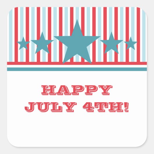 Bold July 4th US Flagge Square Stickers (Vorderseite)