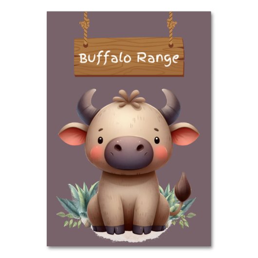 Bold Jungle Safari Buffalo Table Sign Tischnummer (Rückseite)