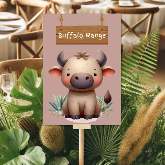 Bold Jungle Safari Buffalo Table Sign Tischnummer