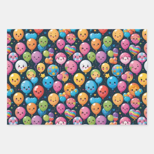 Bold Kawaii Birthday Pattern Geschenkpapier Set (Vorderseite 3)