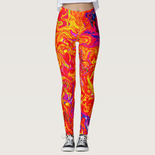 Bold Lava Colors Abstract Design Leggings